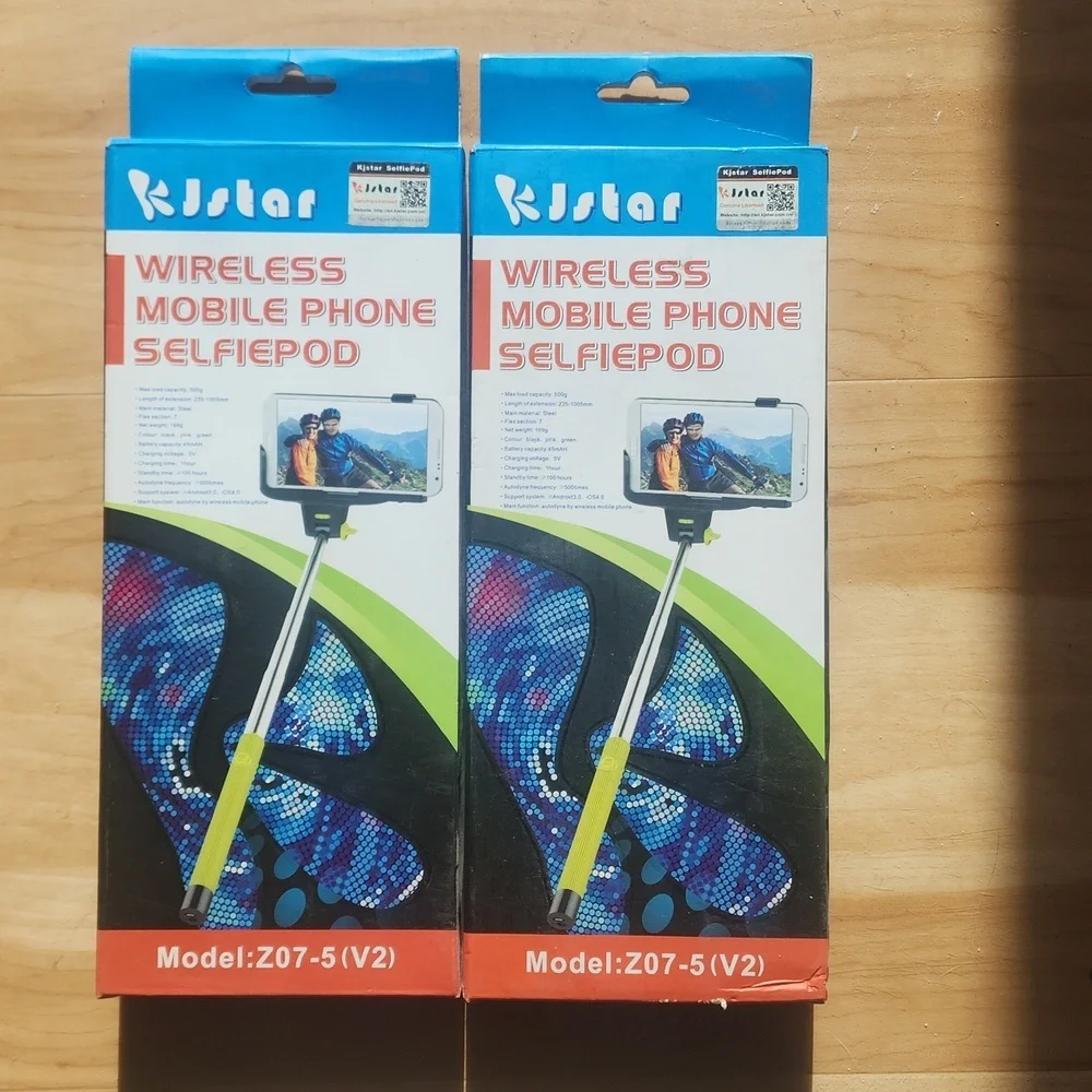 Wireless Mobile Phone Selfie pod 2pcs Black